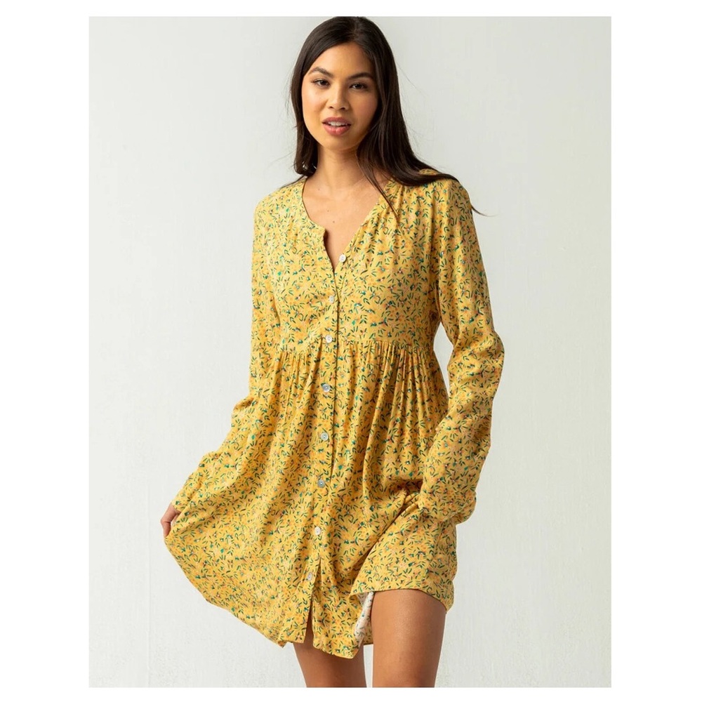 O'Neill Mimi Yellow Long Sleeve Floral Dress